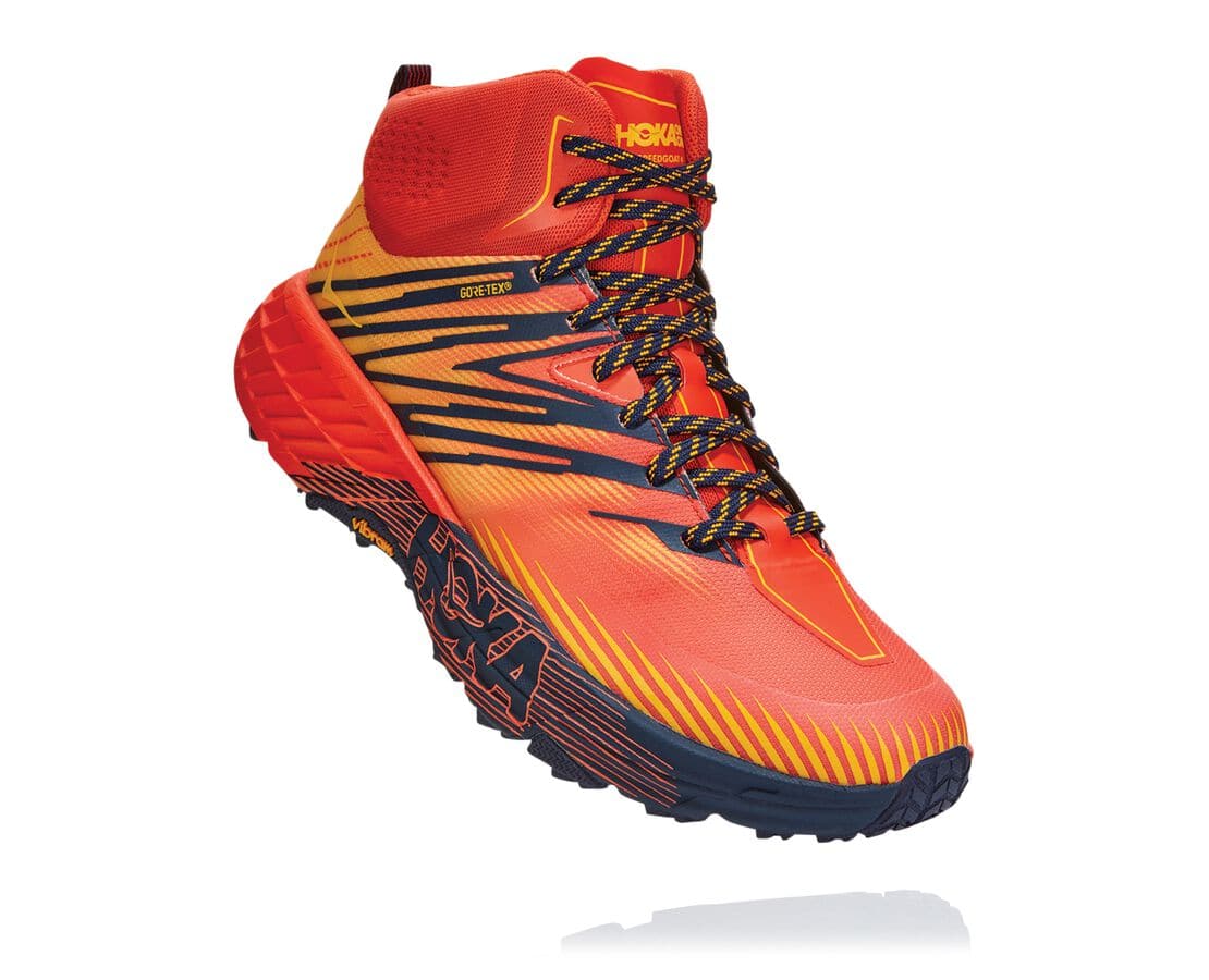 Bocanci Hoka One One Speedgoat Mid Gore-Tex 2 Barbati - Rosii / Aurii | Romania VJEC96231